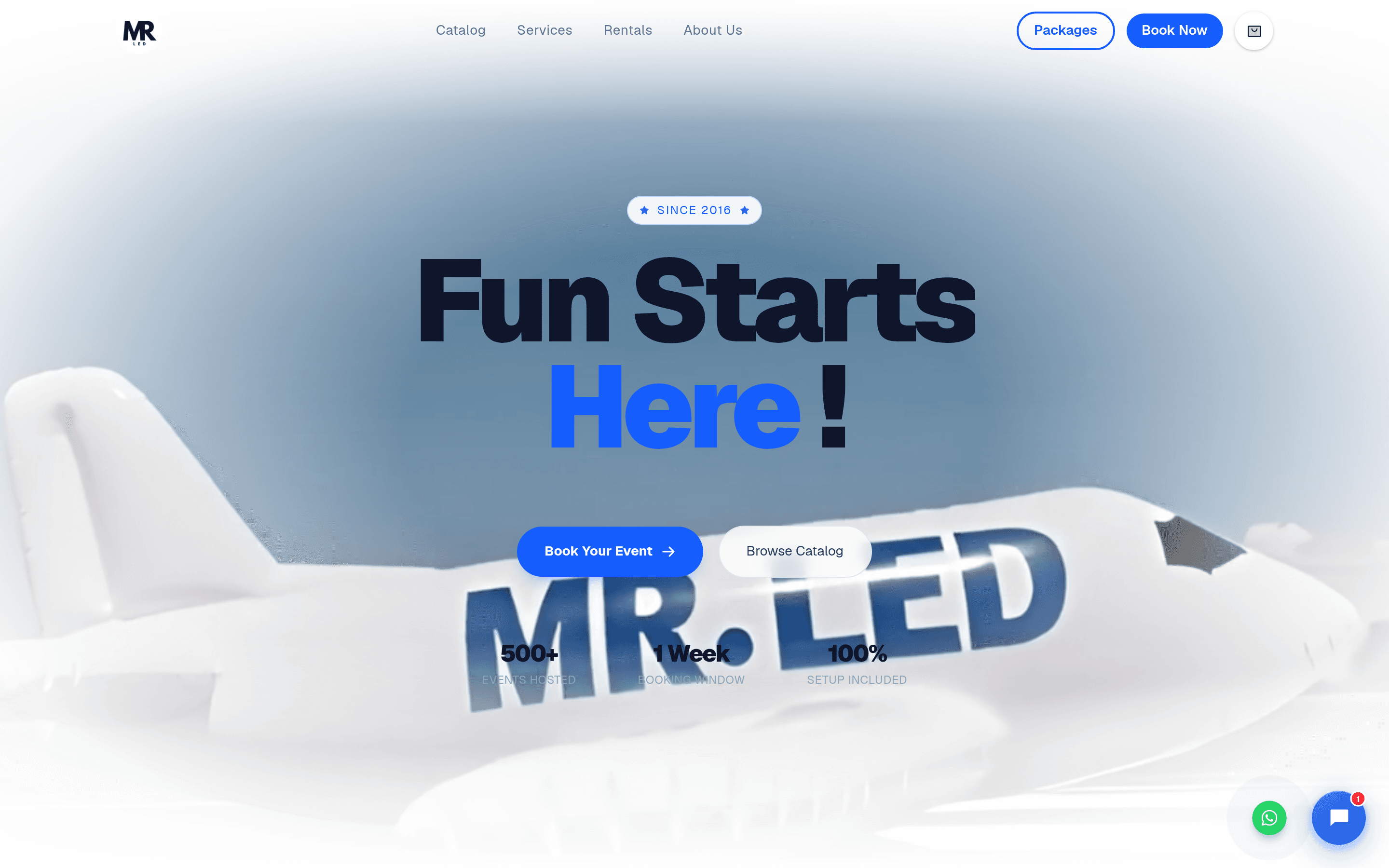 MR LED Rentals website